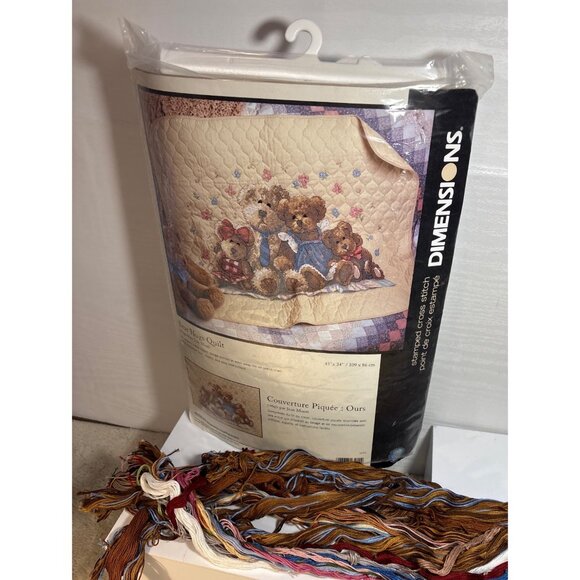 Dimensions Bear Hug Quilt Cross Stitch Kit Pre-Stamped 34" X 43" READ - Picture 7 of 8